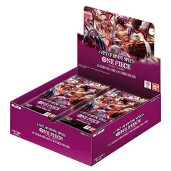A Fist of Divine Speed Booster Box Display mit One Piece TCG Karten und Packs.