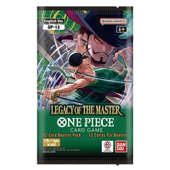 Un booster One Piece TCG Legacy of the Master comprenant 12 cartes uniques avec des illustrations vibrantes.