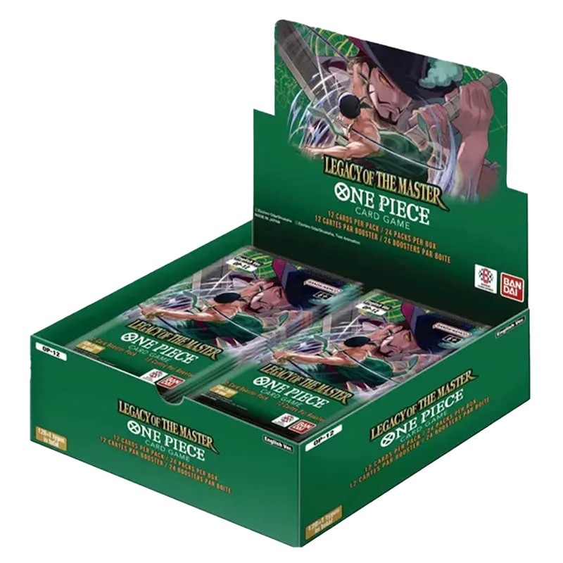 Legacy of the Master Booster Box for One Piece TCG featuring booster packs and unique cards.