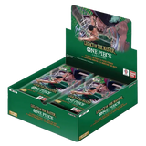Boîte de boosters "Legacy of the Master" pour le jeu de cartes One Piece, comprenant des boosters et des cartes uniques.