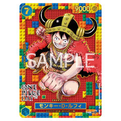 "One Piece Day 25 Promo Collection mit Monkey D. Luffy Karte in leuchtenden Farben und Design."