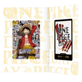 One Piece Day 26 Promo featuring Monkey D. Luffy card inside commemorative display folder.
