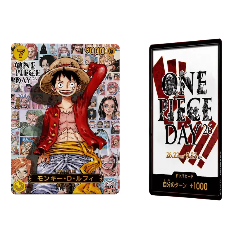 One Piece Day 26 Promo featuring exclusive Monkey D. Luffy card from ONE PIECE DAY '26 convention.