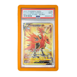 PSA Slab Bumper - Orange protecting a graded Pokemon card featuring 2022 Galarian Zapdos V.