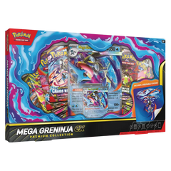 Mega Quajutsu-ex Premium-Kollektion mit Karten und einem Sammelaufkleber für Pokémon-Sammelkartenspiel-Fans.