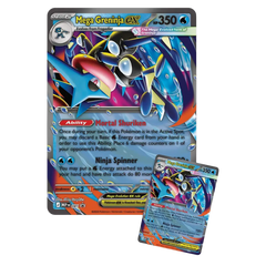 Mega-Quajutsu-ex Premium-Kollektionskarte, die ihre Fähigkeiten und ihr kraftvolles Design mit leuchtenden Farben präsentiert.