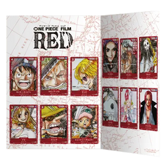 "PREMIUM CARD COLLECTION -ONE PIECE FILM RED- met illustraties van personages uit de film."