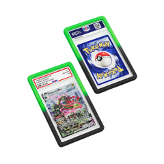 PSA Slab Guard - Aurora on a Pokémon card protecting Rayquaza PSA 10 with radiant sparkle design.