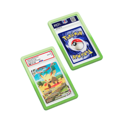 PSA Slab Guard - Vibrant protecting Leafeon PSA 10 card with vibrant green gradient design
