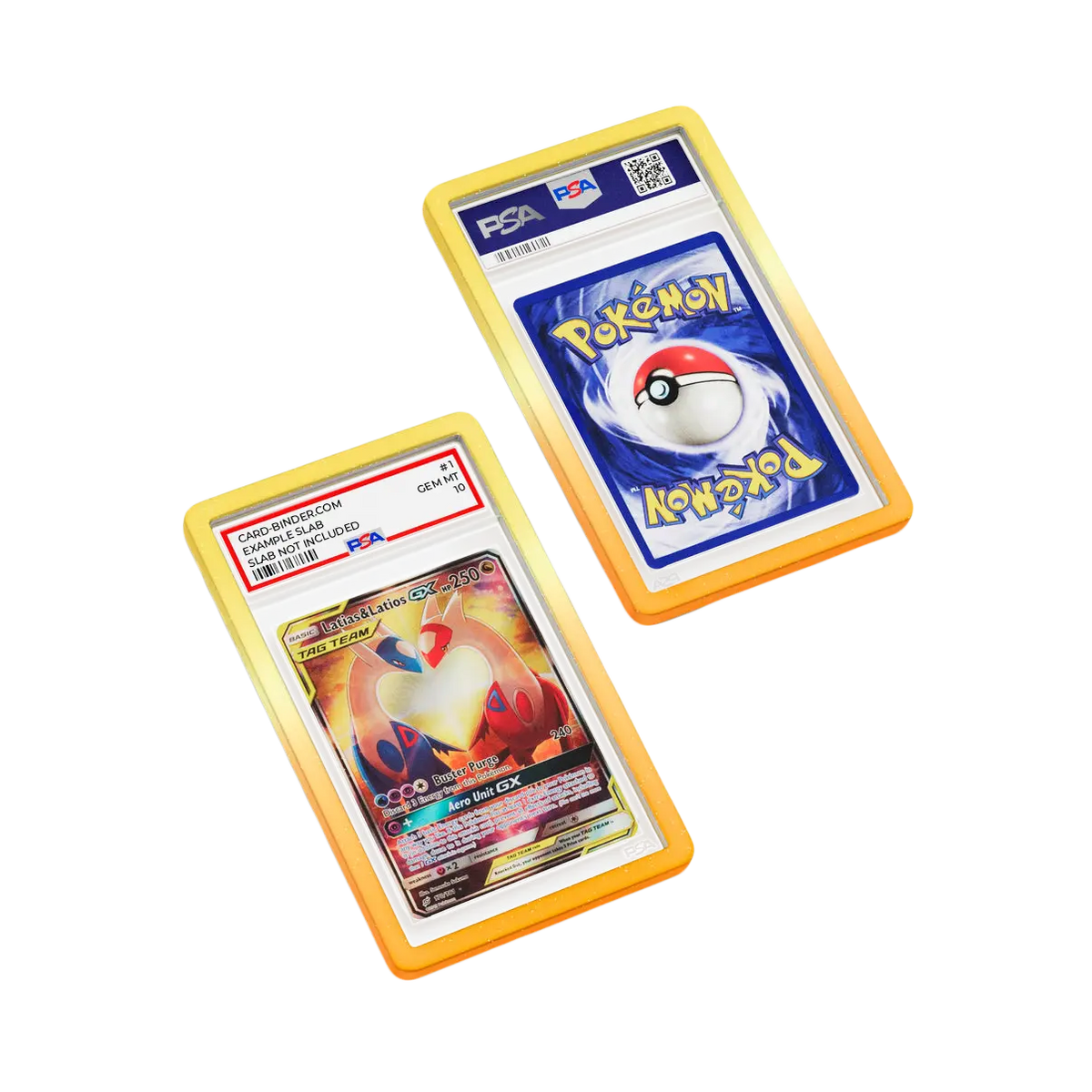 PSA Slab Guard - Electrifying protects Pokemon cards with a radiant yellow and orange gradient design.