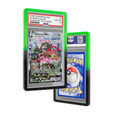 PSA Slab Guard - Aurora protecting a Rayquaza PSA 10 slab with a vibrant green and black gradient design.