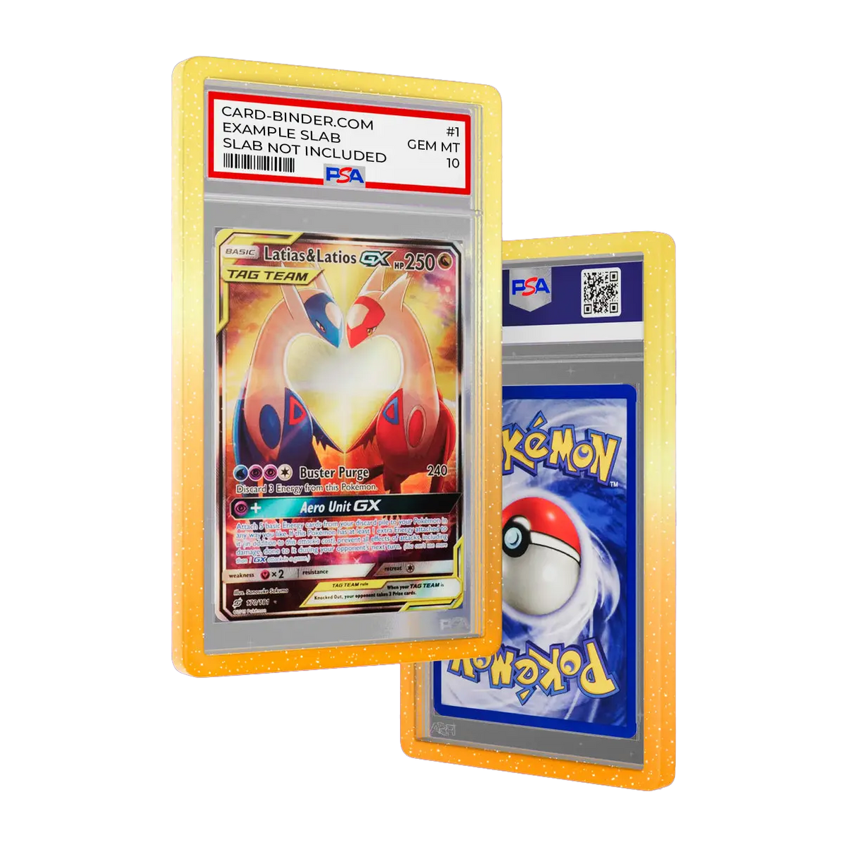 PSA Slab Guard - Electrifying featuring a vibrant yellow and orange gradient design, perfect for Electric Type Pokémon slabs.