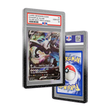 PSA Slab Guard - Graphite protecting a Lugia PSA 10 slab, showcasing a beautiful gradient design and vibrant colors.