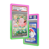 PSA Slab Guard - Serene gradient bumper protects Pokémon card with vibrant colors.