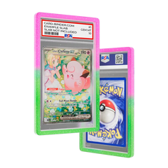 PSA Slab Guard - Serene gradient bumper protects Pokémon card with vibrant colors.