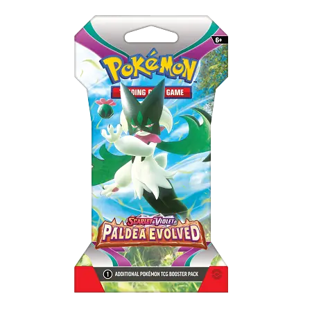 alt
Pokémon SV02 Paldea Evolved Booster Pack mit Skeledirge ex aus Pokémon Karmesin & Purpur.