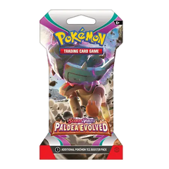 Booster sous blister Pokémon SV02 Paldea Evolved mettant en scène le Pokémon Masskito-ex en action. Collectionnez et gagnez !