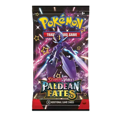 "Pokémon Paldean Fates Booster Pack met glimmende Pokémon uit SV04.5, inclusief 10 extra spelkaarten."