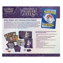 Paldean Fates Elite Trainer Box showcasing Shiny Pokémon and TCG items from Pokémon SV04.5.