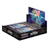 Boîte de boosters Palworld Dawn of Palpagos contenant des paquets de cartes dans une boîte de présentation.
