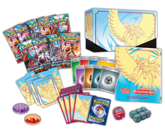 "Paradox Rift Elite Trainer Box met Brullende Maan, Pokémon kaarten, spelersgids en fiches uit Pokémon SV04."