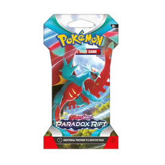 Pokémon SV04 Paradox Rift hoesje booster pack met oude en toekomstige Pokémon-kunst.