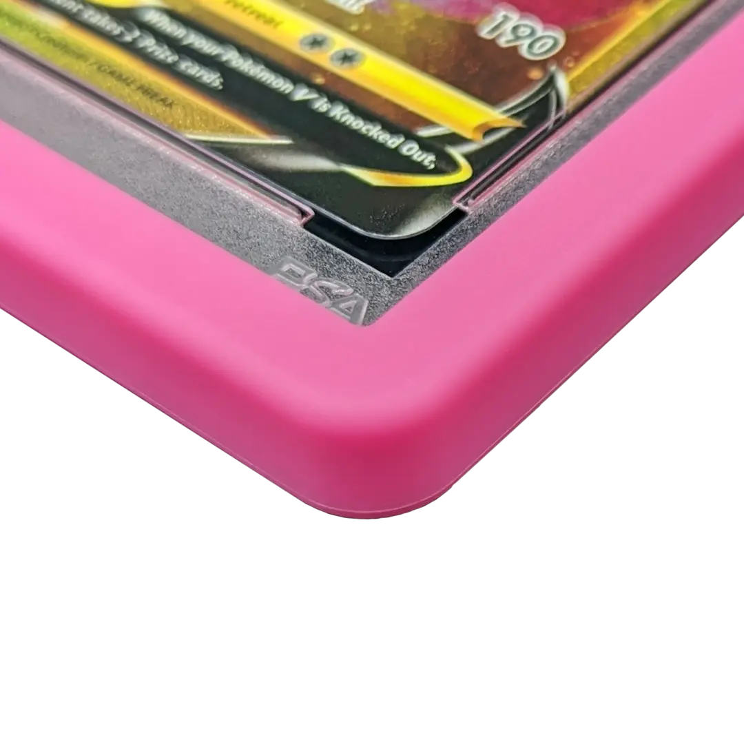 PSA Slab Bumper - Pink protecting a graded trading card with a premium fit and vibrant color.