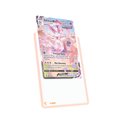 Toploaders met roze rand die een Sylveon VMAX Pokémon-kaart tonen voor premium kaartenbescherming.