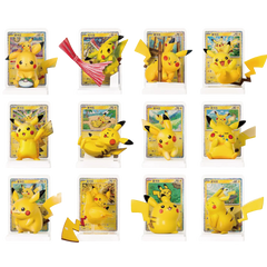 Blind box met Pikachu-figuren ter ere van het 30-jarig jubileum, inclusief diverse Pikachu-figuren en Pokémon-kaarten.