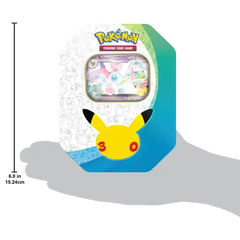 Boîte Célébrations 30e anniversaire avec Sylveon, incluant la carte Sylveon-EX et le logo Pokémon.