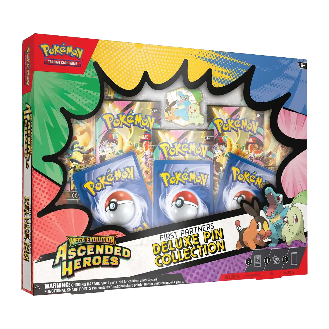 Ascended Heroes Pin Collection with Pokémon TCG packs and vibrant packaging display.