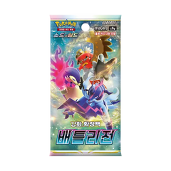 "Battle Region Koreaanse Booster Box met Pokémon-illustraties in levendige kleuren en dynamische poses."