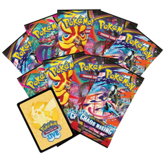 Boîte d'entraîneur d'élite Chaos Rising avec 9 paquets de boosters et carte de code Pokémon TCG Live.
