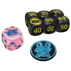 La boîte d'entraînement d'élite Chaos Rising comprend des dés et des compteurs uniques pour le jeu de cartes à collectionner Pokémon.
