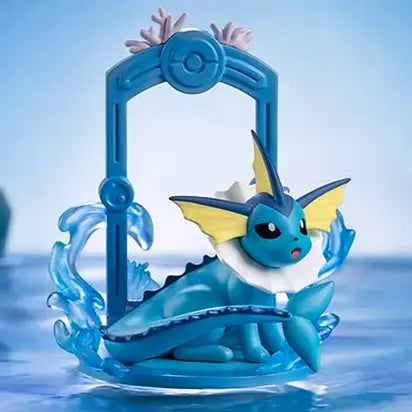 Vaporeon Pokémon Eevee Kartenständer mit blauem, wasserbezogenem Design, perfekt für Eeveelution-Fans.