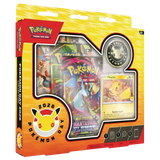 Collection Pokémon Day 2026 avec un promo Pikachu et des paquets Méga-Évolution comme Flammes Fantomatiques.