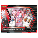 Boîte EX Mewtwo de la Team Rocket avec Mewtwo, Miaouss, Giovanni et des cartes Pokémon TCG pour collectionneurs.