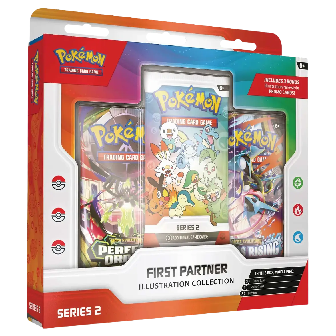 First Partner Illustration Box Series 2 featuring Pokémon Trading Card Game packs and bonus promo cards.