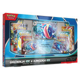 Greninja ex Kingdra ex Collection Spéciale comprenant des cartes et des boosters Pokémon TCG dans un emballage coloré.