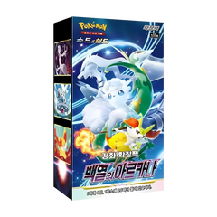 "Incandescent Arcana Korean Booster Box mit Pokémon-Charakteren, lebendigen Illustrationen und Informationen zu den Booster-Packs."