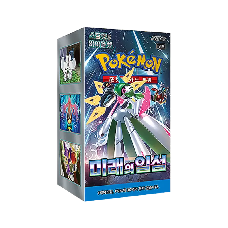 Future Flash Korean Booster Box featuring vibrant Pokémon artwork and 30 booster packs of cards.