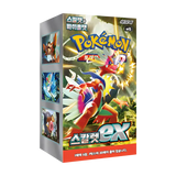 "Boîte de boosters coréenne Scarlet EX contenant 30 boosters et des personnages Pokémon du set Scarlet EX."