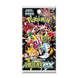 Boîte d'extension coréenne Pokémon "Shiny Treasures EX" avec des personnages et des designs Pokémon vibrants.