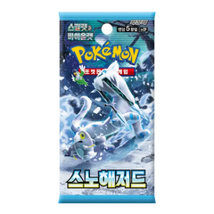Snow Hazard Korean Booster Box with Pokémon characters in snowy landscape, featuring a booster pack design.
