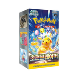 "Super Electric Breaker Korean Booster Box avec un design coloré de Pokémon et 30 boosters."