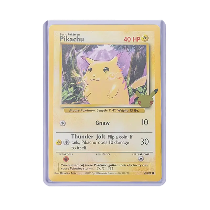 L Oversized Toploaders for Pokémon cards featuring Pikachu, protecting against scratches and bending.