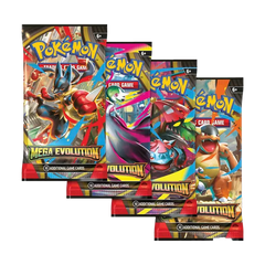 Mega Evolution Booster Box (Live-stream) featuring booster packs with Mega Evolution Pokémon cards.