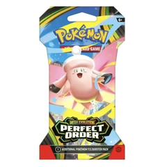 Booster pack Pokémon Perfect Order à pochette, mettant en vedette la Méga-Évolution, booster supplémentaire du JCC Pokémon.