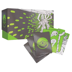 Perfect Order Elite Trainer Box showcasing booster packs and a striking green design with Mega Zygarde.