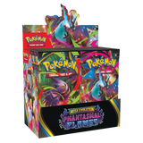 "Phantasmal Flames Booster Box (Livestream) met Mega Evolutie Pokémonkaarten en boosterpakketten."
